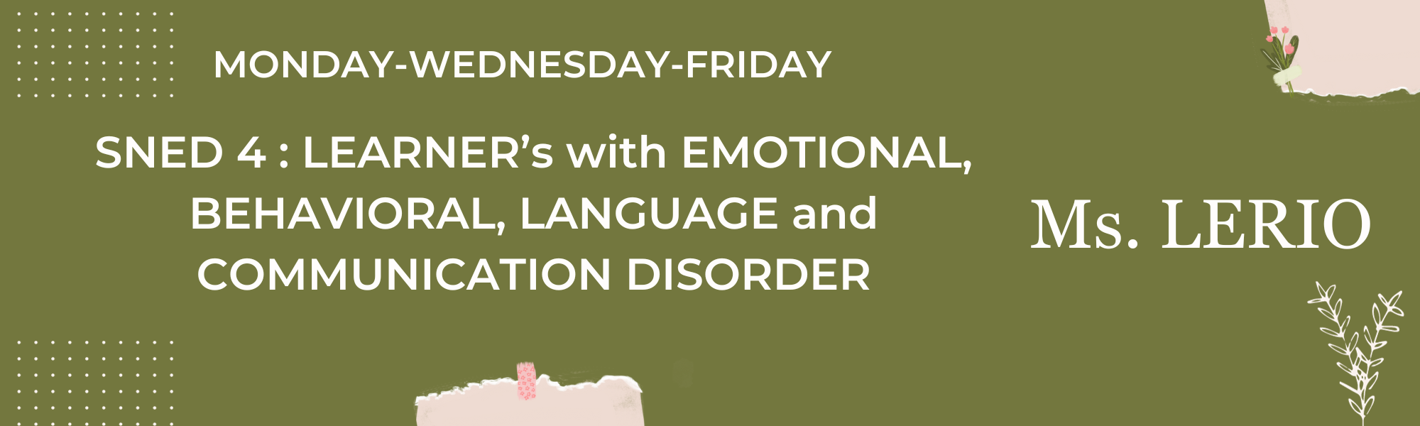 SNED 4 - Learners w/ Emotional, Behavioral, Language and Communication Disabilities